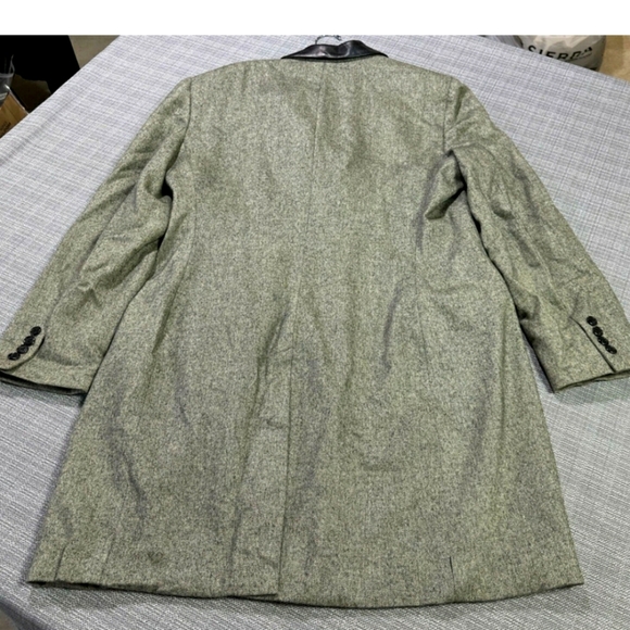 Ralph Lauren Wool Tweed Blazer Leather Collar Over Coat - Picture 5 of 7